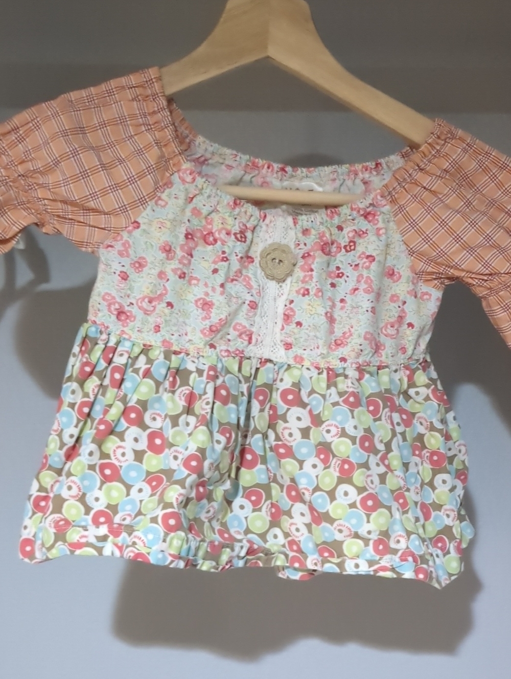 Matilda Jane Mixed-Print Girls' Top/Dress - Peach, Mint, Coral 18 Mo